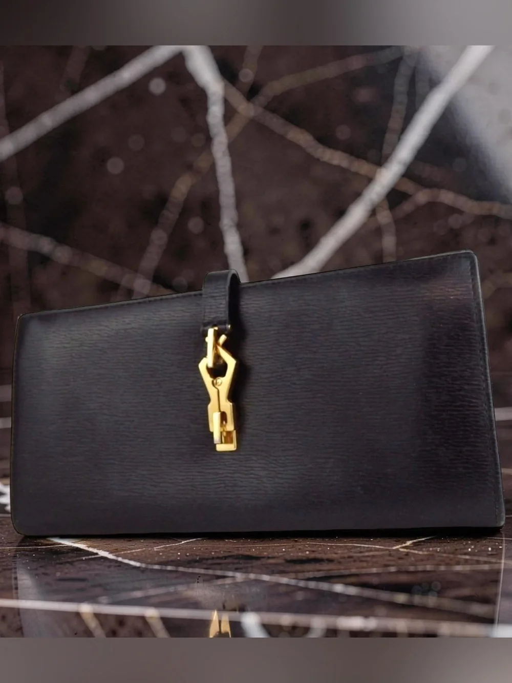 GUCCI Jackie Grained Leather Continental Wallet 🤩🖤 - Picture 11 of 13